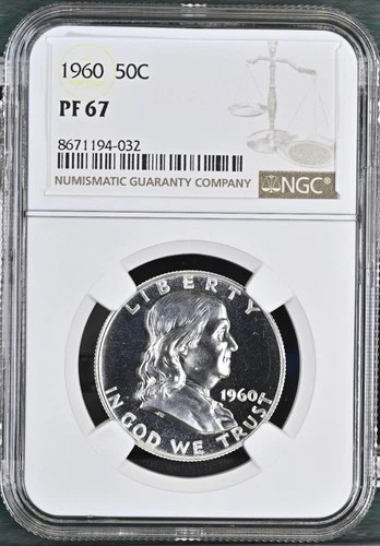 1960 NGC PF67 Proof Ben Franklin Half Dollar 50c 90% Silver
