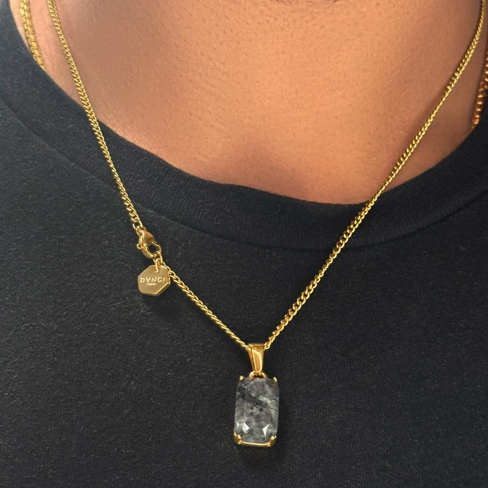 "Colgante y collar de labradorita joyería en oro de 18 k con colgante de cadena de 20""" Foto 3 de 4