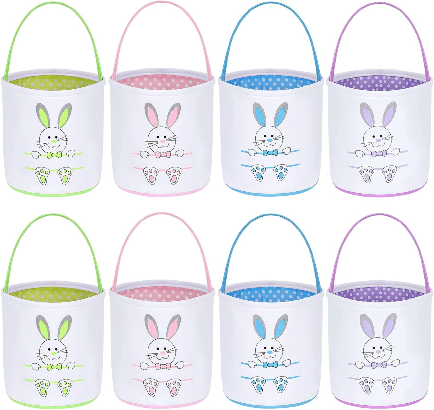 8 Pack Easter Bunny Bag Rabbit Ear Easter Basket Easter Egg Hunt Basket for Kid