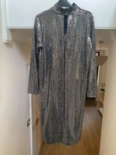 Sequined Long Wallis Dress, Size 10, High Neck. New With Tags