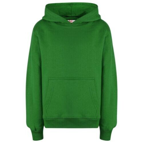 Kids Girls Boys Sweat Shirt Tops Plain Green Hooded Jumpers Hoodies 5-13 Years