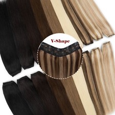 One Piece THICK 100 Real Human Clip in Hair Extensions Half Full Head V Shaped