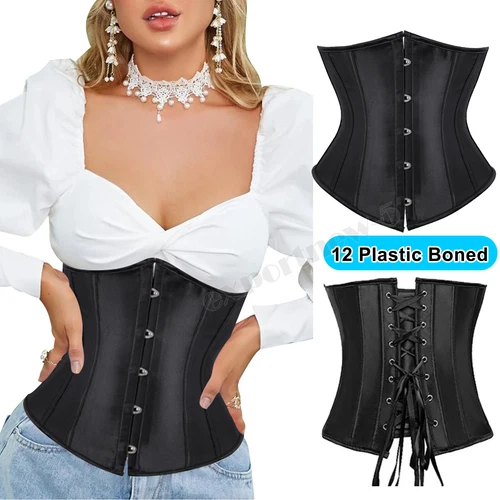 Bustier Corsé Top Mujeres Sobre Busto Con Cordones Cintura Deshuesada Entrenador Lencería Burlesca - Imagen 18 de 32
