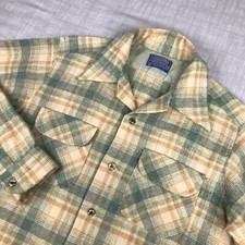 Vtg Pendleton Mens MEDIUM Board Shirt 100% Wool Loop Collar Flap Pocket USA Made