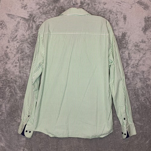 H&M Men Two Ply Gingham Check Plaid Classic Preppy Cotton Button Up Shirt L 16.5 - Picture 2 of 11