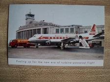 CAPITAL AIRLINES w/ Shell Oil Gas Truck Turbine VISCOUNT Airplanes vtg. Postcard