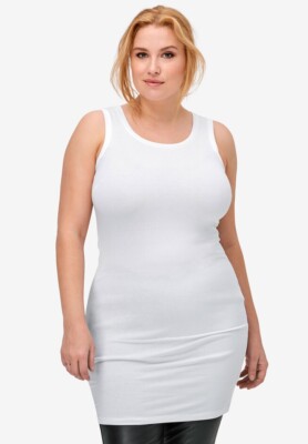 Ellos  Sleeveless Tank, White, 1X (22/24)