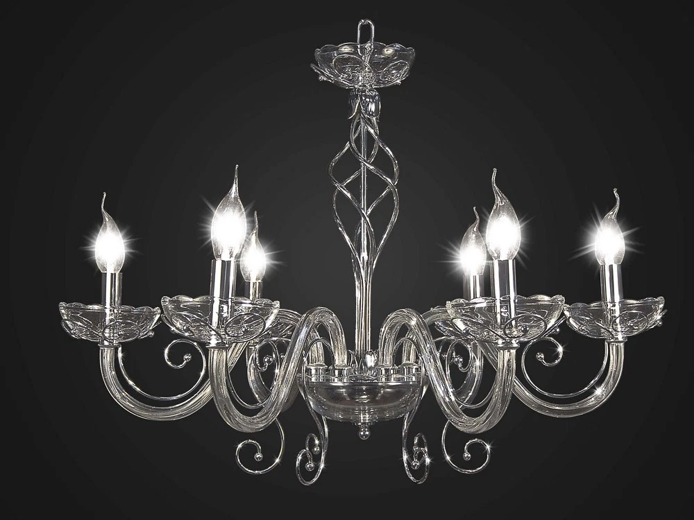 BGA 1706 SWAROVSKY DESIGN CHROME 6 LIGHT MODERN CRYSTAL CHANDELIER