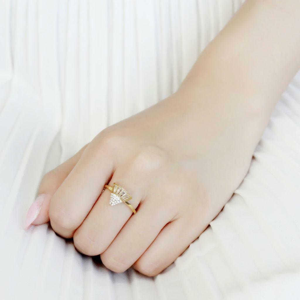 DA359 - IP Gold(Ion Plating) Stainless Steel Ring with AAA Grade