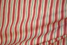 1 of 8 yds MILL CREEK Fabric Red Green Ticking Stripe Cotton Drapery 54" x 36"