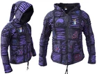 Men Purple Jacket Psychedelic Gothic Fleece lined Embroidery Elf Pointed Hoodie