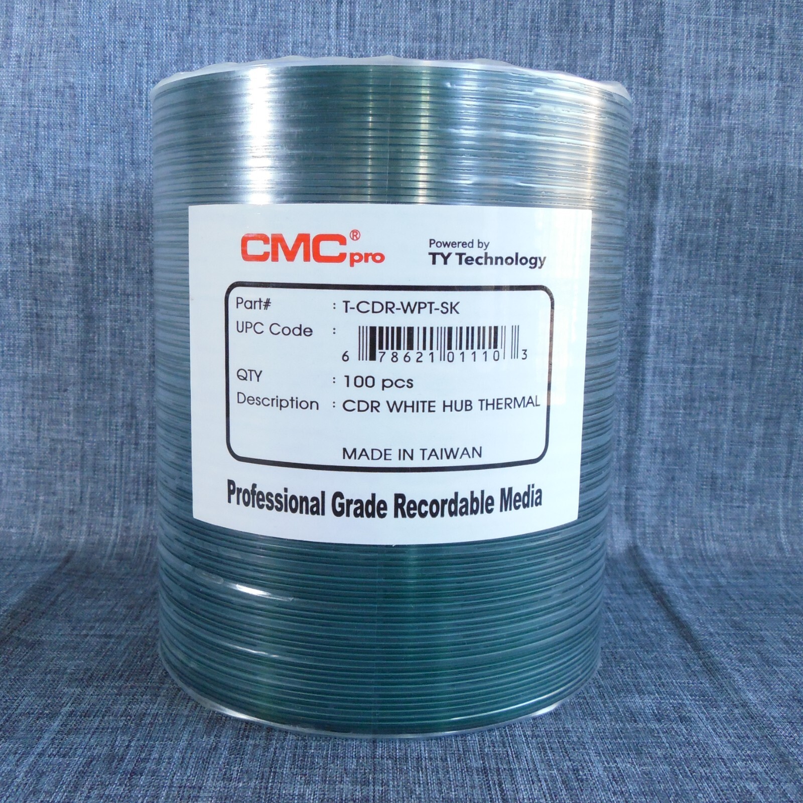 CMC Pro 100 pcs CDR White Hub Thermal Professional Grade Recordable