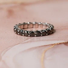 Stunning Black Diamond Eternity Band 2 mm Quality AAA Certified ! Wedding Band