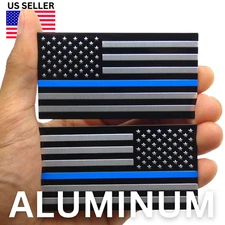 ALUMINUM Thin Blue Line Flag Decal Sticker Support Law Enforcement Police MIRROR