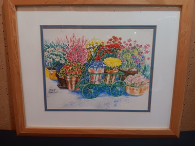 French Flower Cart by Helen Paul Art Print Poster - Size: 18 X 22