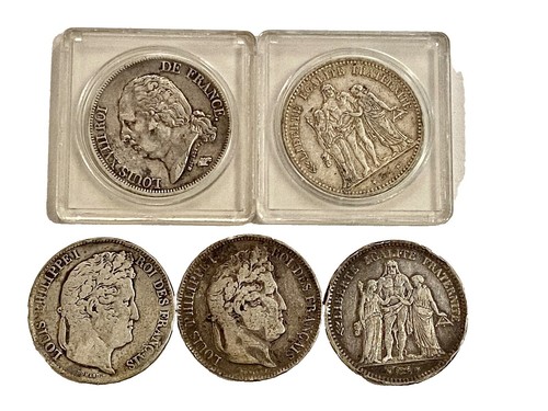 1834 FRANCE King Louis Philippe I French Antique Silver 5 Francs