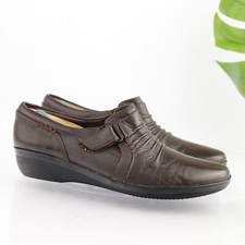 Clarks Womens Everlay Coda Loafer Size 8 Brown Leather Pleated Shootie Shoe