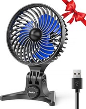 USB Desk Fan Small Portable Quiet Mini Table Fan CVT Variable Speeds Blue Black