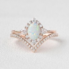 Natural Ethiopian Opal Ring, 925 Sterling Silver Halo Opal Ring, 