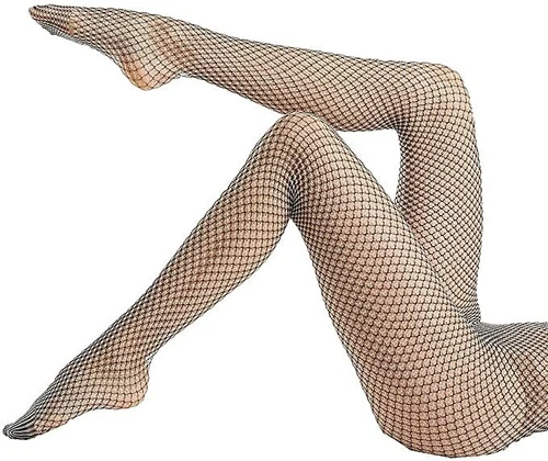 Hue Women's Two Tone Net Tights (18289) L/XL/White W/Black