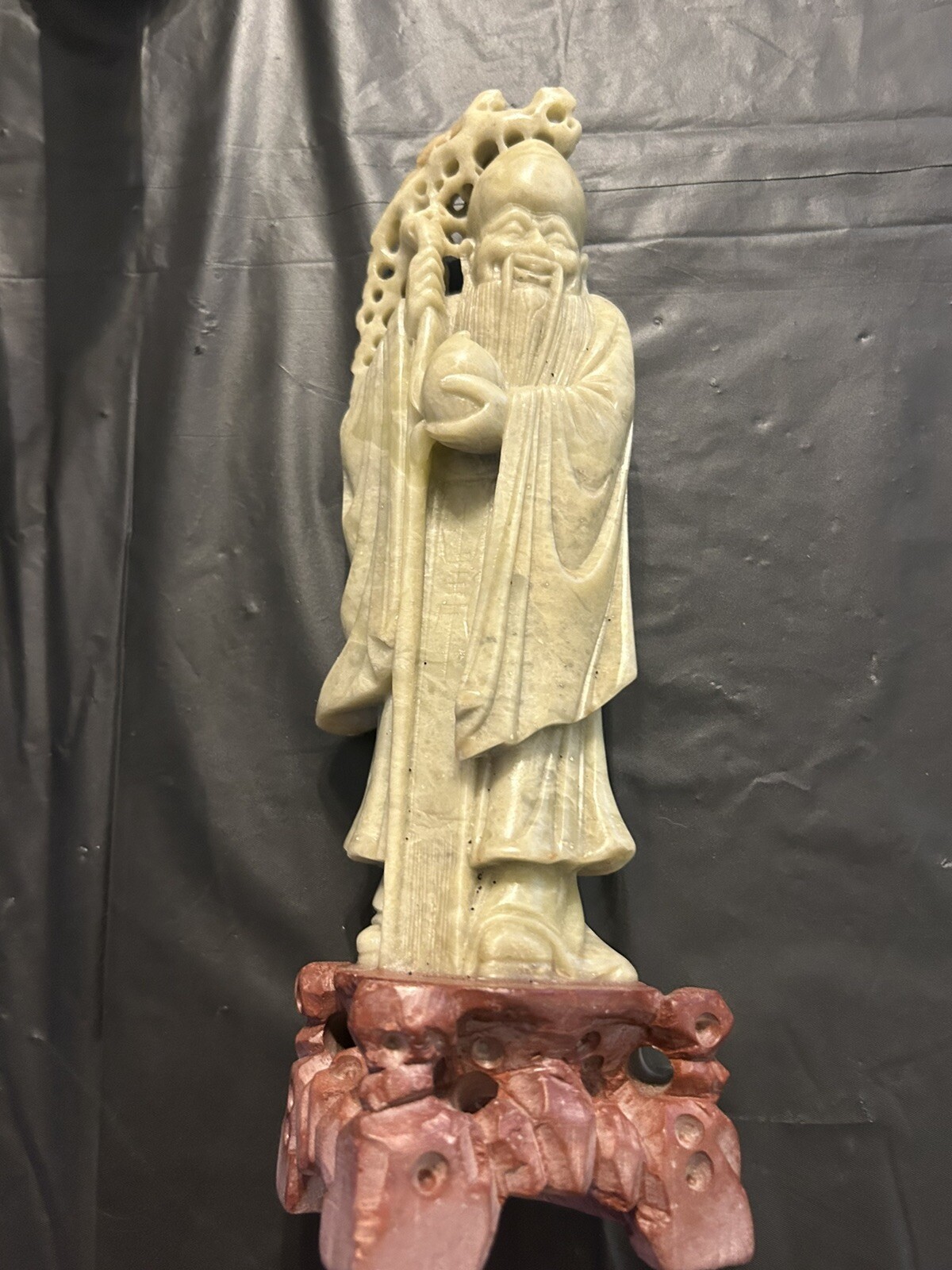 Antique SHOU LAO XING Chinese God Longevity Life Hand Carved SoapStone