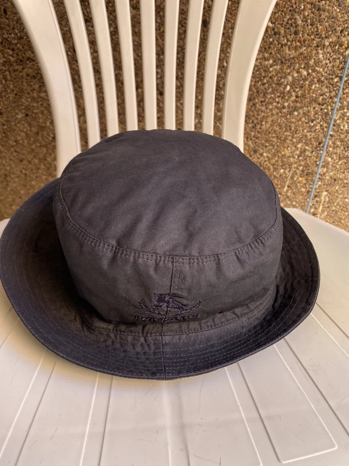 Burberry Vintage Blue Nova Check Reversible Bucket Hat Size Medium Authentic - Image 2 of 4