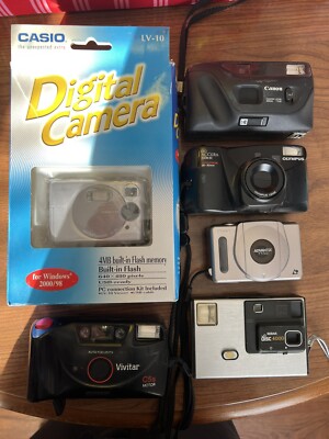 Camera Lot One New 6 Cameras Some Film/digital Untested