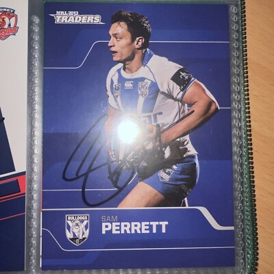 Sam Perrett Signed 2013 Traders NRL card Canterbury Bulldogs