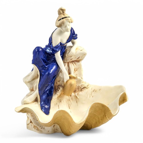 Art Nouveau Royal Dux Bohemia porcelain Water Bearer centrepiece bowl c. 1920s - Picture 8 of 11