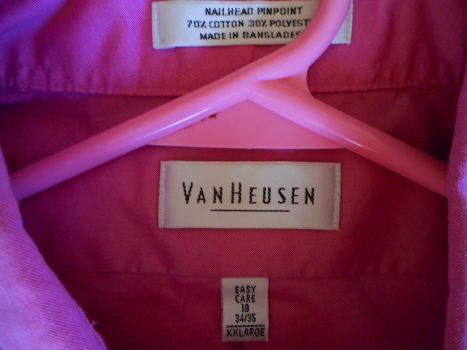 Van Heusen Pink Mens XXL Long Sleeve Collar Button Shirt 18 34 - 35 Easy Care - Image 3 of 4