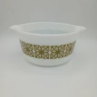 Vtg Pyrex 473 Green Square Verde Flower Cinderella Casserole Dish 1 Quart No Lid