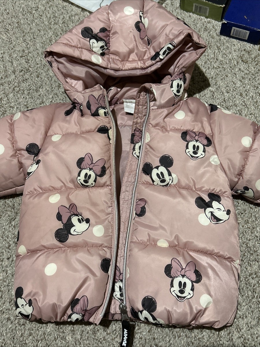 H&M X Disney Minnie Mouse Baby puffer jacket size 12M Good