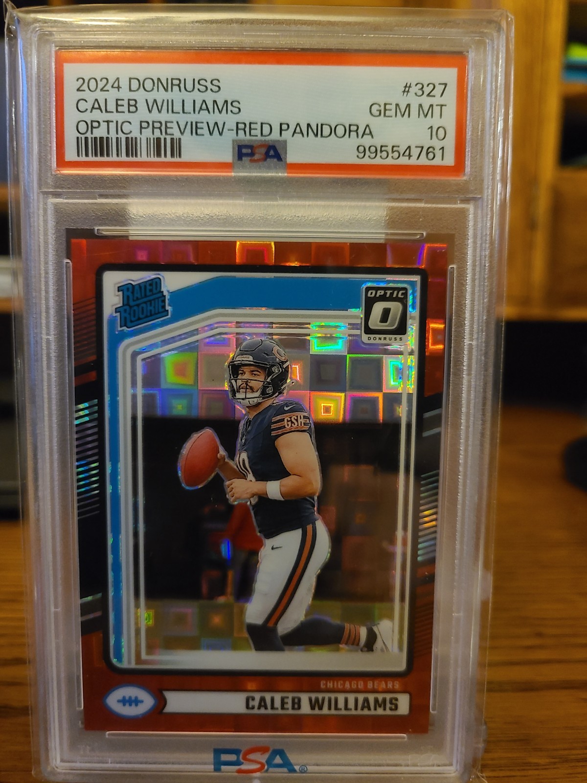 2024 Panini Donruss Caleb Williams #327 Optic Preview Red Pandora PSA 10