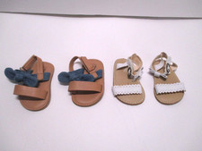 2 INFANT GIRLS BABY GAP BLUE BEIGE WHITE SANDALS SHOE SZ 0-3 3-6 MONTH SH1