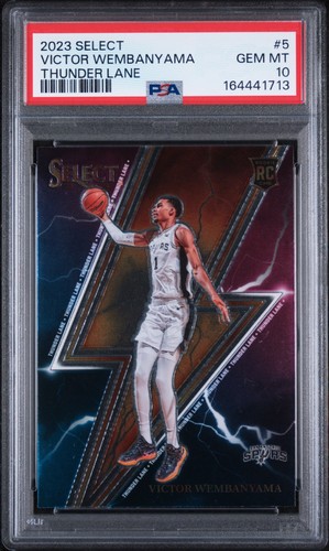PSA 10 VICTOR WEMBANYAMA ROOKIE CARD #5 THUNDER LANE SPURS RC 2023 SELECT NBA