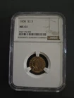 1908 Indian Head $2.5 Quarter Eagle Gold Coin MS61 NGC