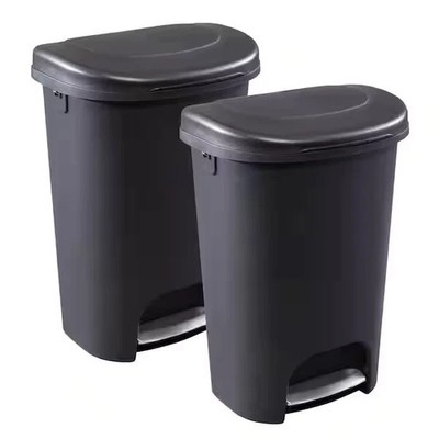 (2-Pack) Rubbermaid 13 Gal. Black Step-On Pedal Trash Can