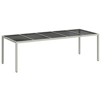 Gartentisch Weiß 250X100X75 Cm Poly Rattan Und Hartglas