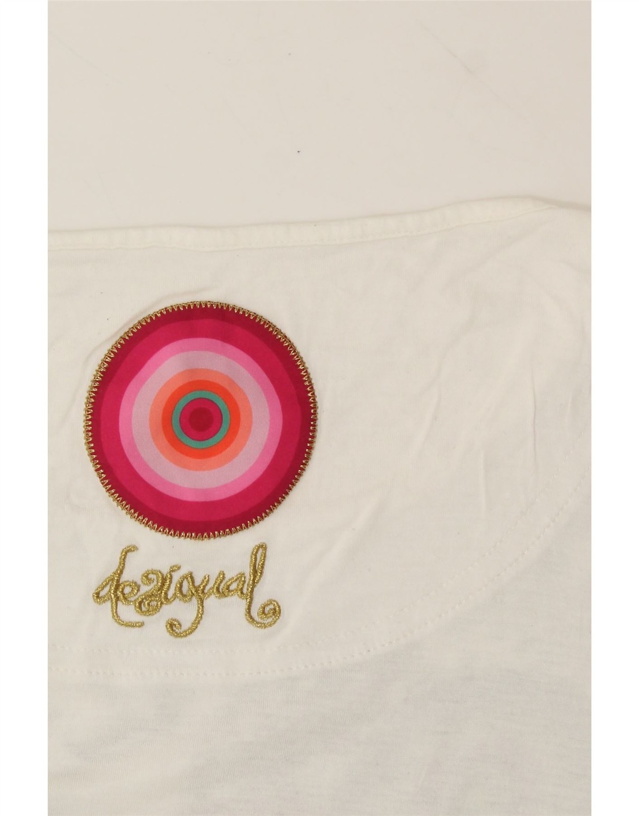 DESIGUAL Womens Graphic T-Shirt Top UK 6 XS Off White Floral Butterfly AN02 thumbnail 4