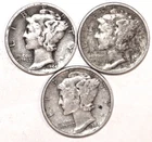 (3) Mercury Dimes - Extra Fine - 1941D 1944D 1944P - #3052ED FREE SHIPPING