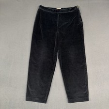 Talbots Pants Womens 10P Black Straight Leg Classic Side Zip Cotton Blend Velvet