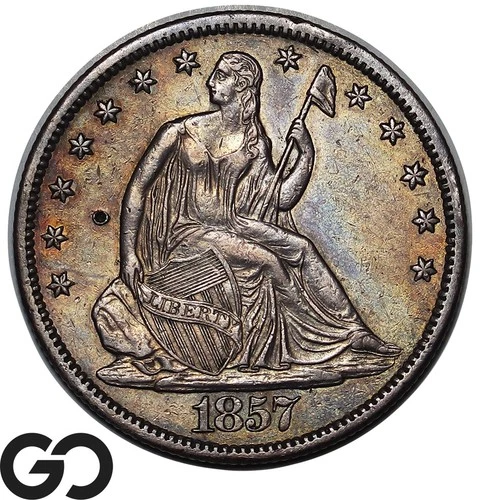 1857-S Seated Liberty Half Dollar, Choice AU+ Key Date San Francisco Issue