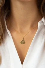14K Gold Plated Christmas Tree Necklace: Sterling Silver Holiday Pendant