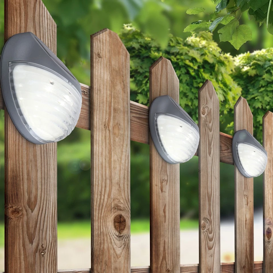 Solarlampe Außenleuchte Zaunleuchte LED Gartenleuchte grau Akku Dekolampe D 11cm - Bild 3 von 4