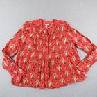Country Road Blouse Womens Large Red Paisley Floral Long Sleeve Boho Peasant