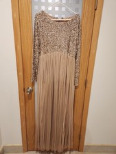 Asos Women's Maternity Long Dress Light Mauve Sequins Size 12