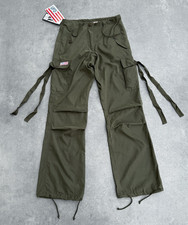 DEADSTOCK UFO 90s Y2K Vintage Parachute Cargo Pants Wide Flare Tech Rave Khaki S