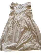 F&F 100% Cotton White Floral Frilled Victorian Style Pinafore Dress Size 8