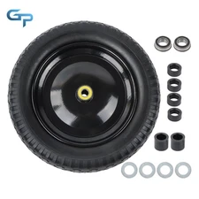 14.5" Solid Tire And Wheel Wheelbarrow 4.80/4.00-8" Flat Free Black Hub Tires