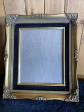 Gold Colored Frame Ornate For 8" x 10" Painting or Photo Black Velvet